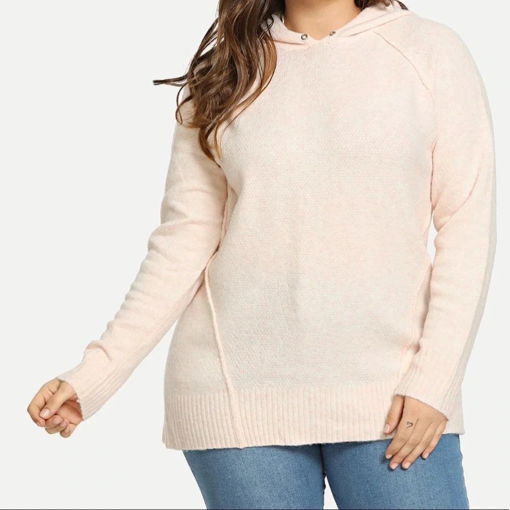 NEW❗️2 LEFT❗️XL-1X•BELLA BLUSH PINK SO SOFT HOODED SWEATER - Picture 2 of 15